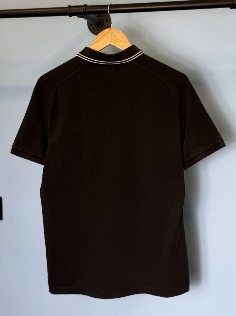 Medium Stone Island Black White Contrast Polo Shirt - Image 3