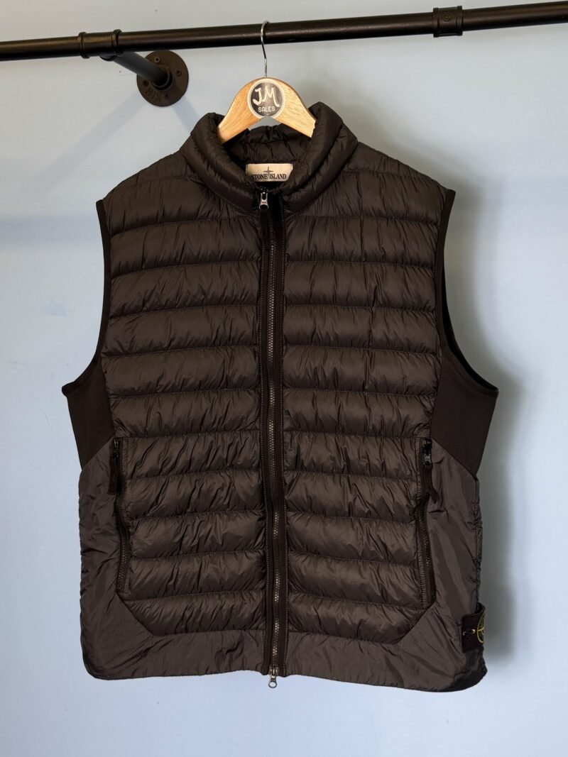 XXL Stone Island Black Garment Dyed Micro Yarn Down Gilet Body Warmer Jacket