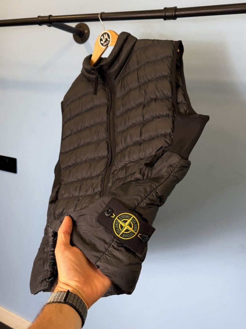 XXL Stone Island Black Garment Dyed Micro Yarn Down Gilet Body Warmer Jacket - Image 3