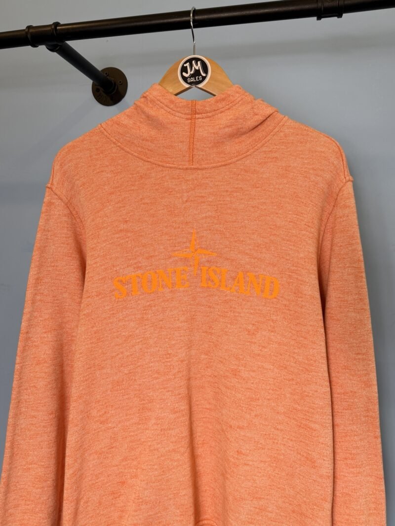 Alternative view of Large Stone Island Pink Orange Marl Spellout Hoodie Jumper