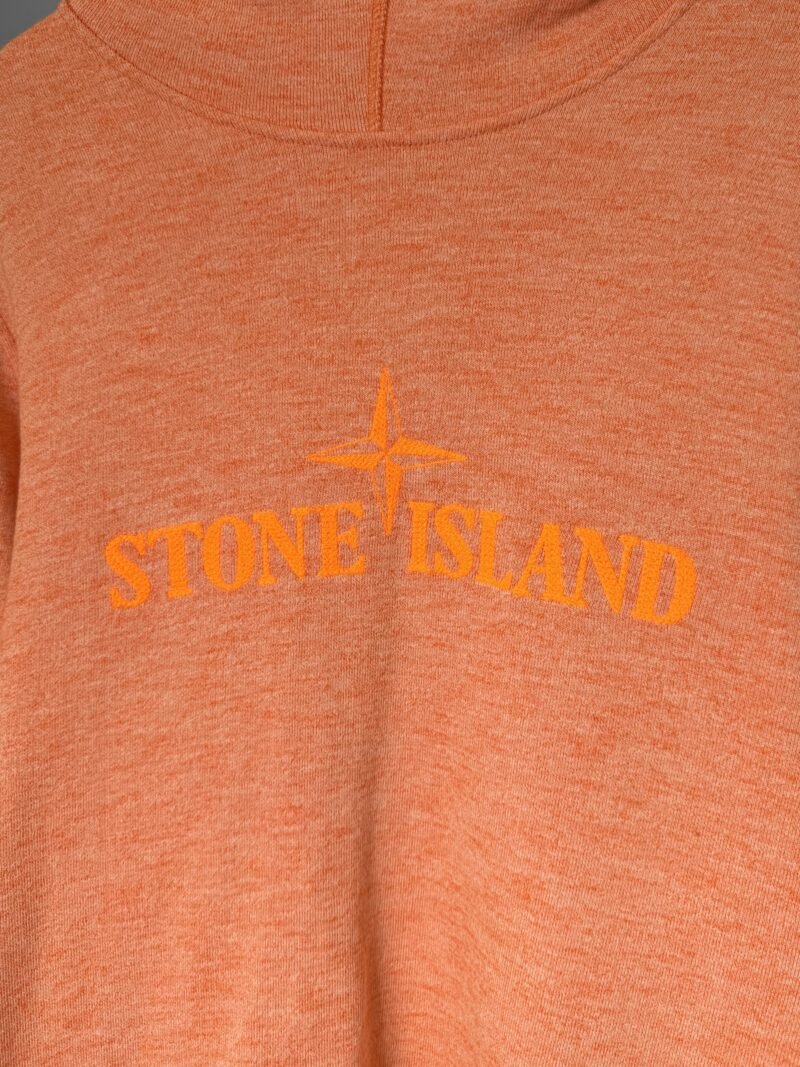 Large Stone Island Pink Orange Marl Spellout Hoodie Jumper - Image 3