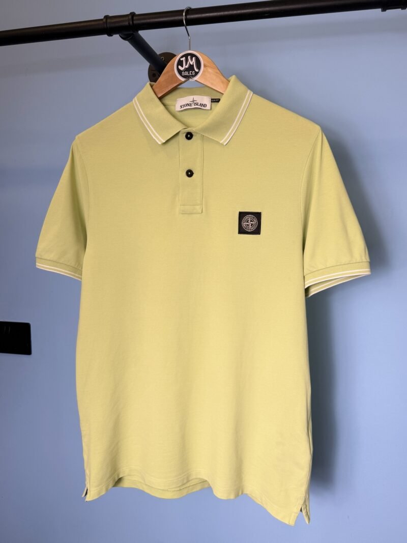Medium Stone Island Yellow Green Slim Fit Polo Shirt