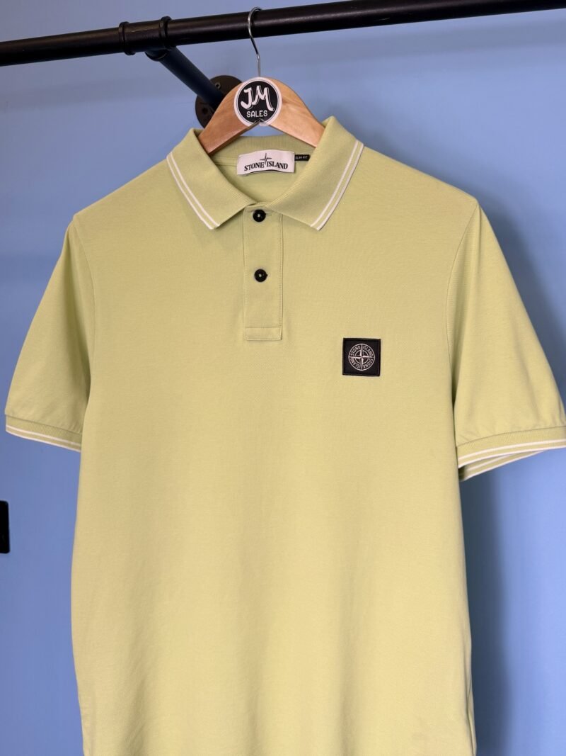 Alternative view of Medium Stone Island Yellow Green Slim Fit Polo Shirt