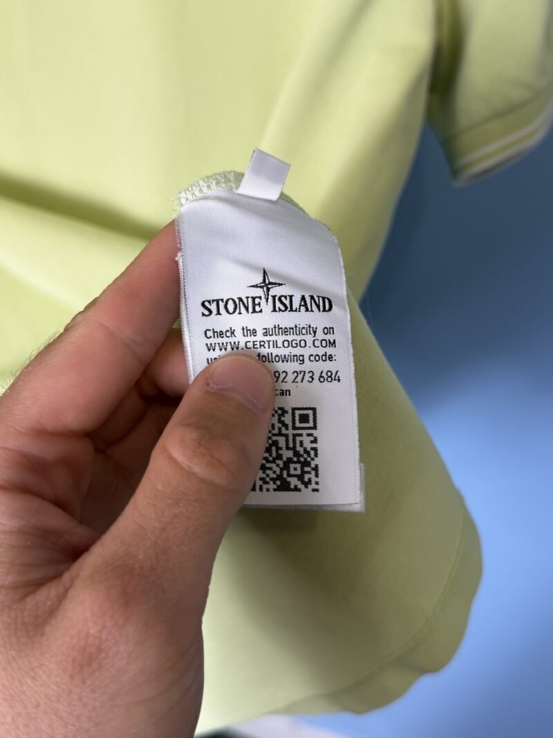 Medium Stone Island Yellow Green Slim Fit Polo Shirt - Image 4