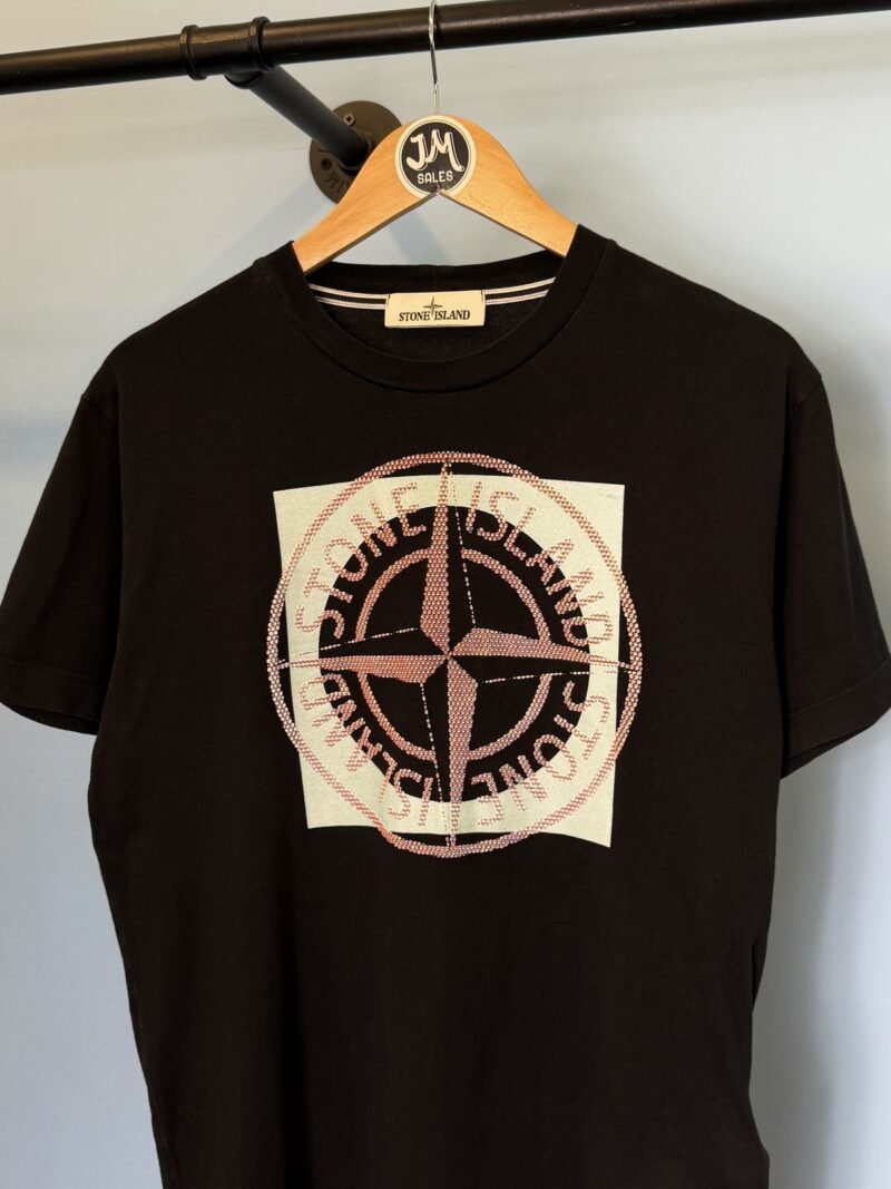 Alternative view of Medium Stone Island Black Graphic Tricomia T-Shirt