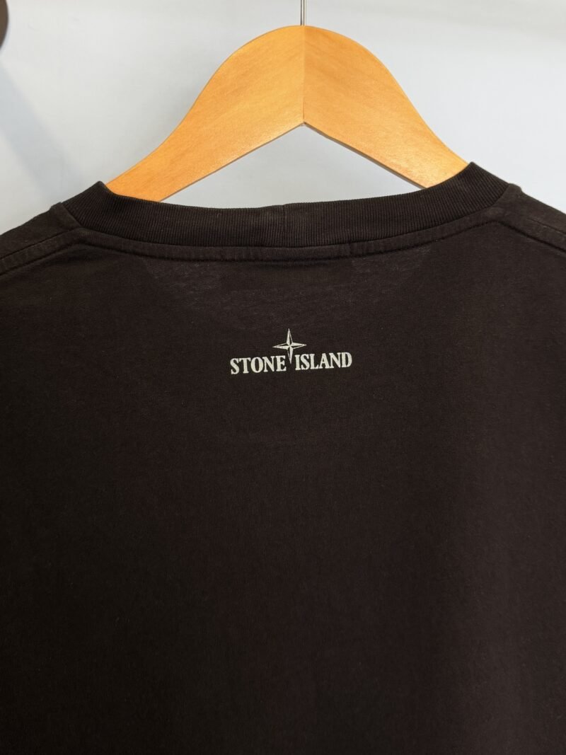 Medium Stone Island Black Graphic Tricomia T-Shirt - Image 4