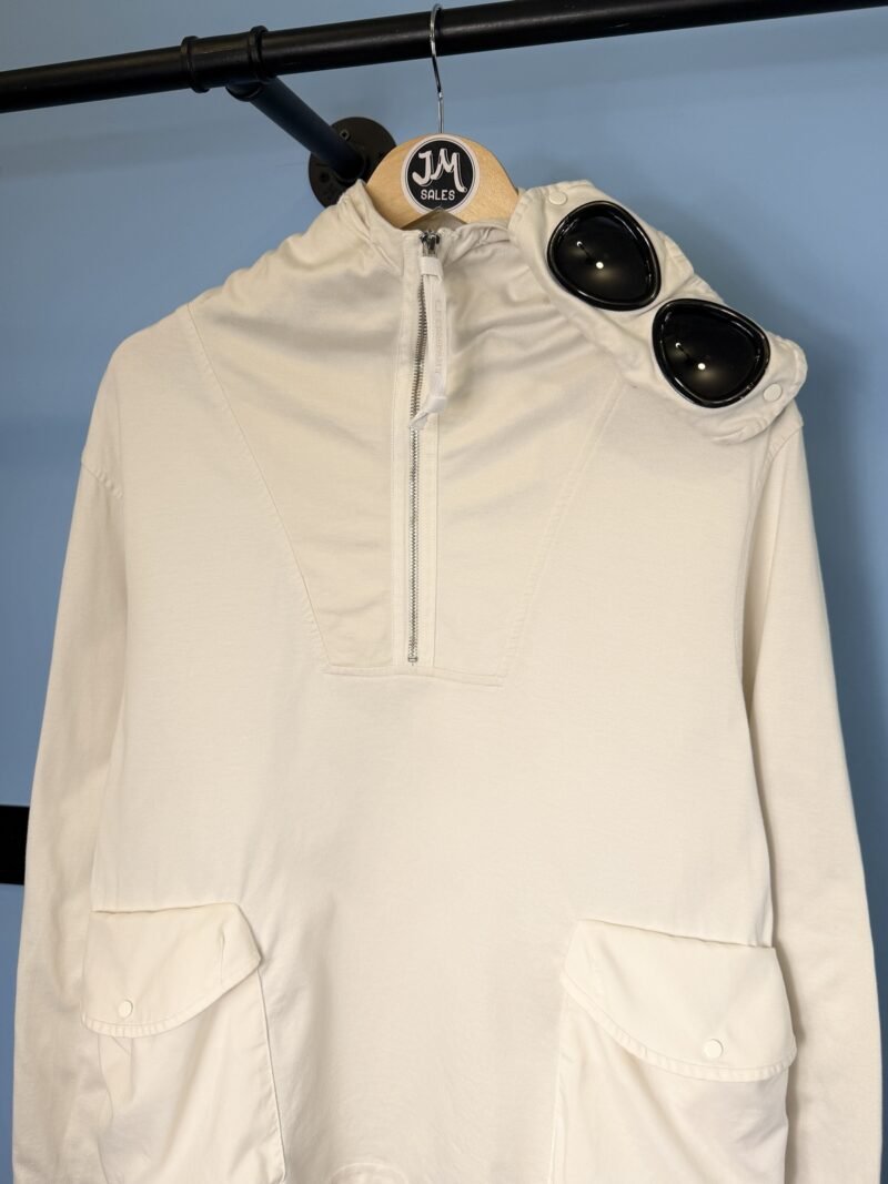 Alternative view of Medium C.P. Company White Bellows Pockets Smock Hoodie Goggle Jacket