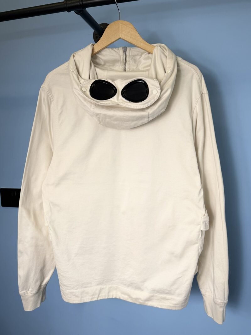 Medium C.P. Company White Bellows Pockets Smock Hoodie Goggle Jacket - Image 4
