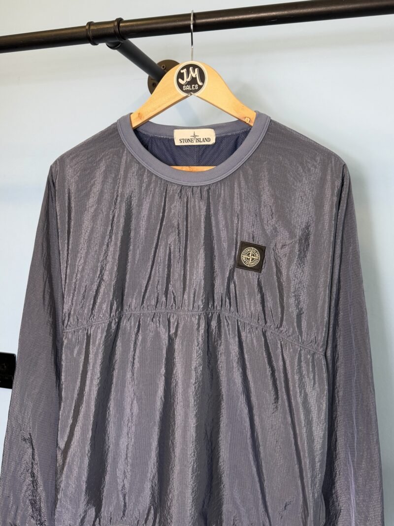 Small Stone Island Blue Nylon Metal Shimmer Jumper - Image 3