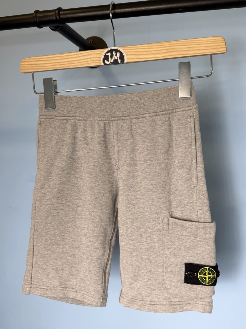 Age 8 Stone Island Junior Grey Cotton Cargo Shorts