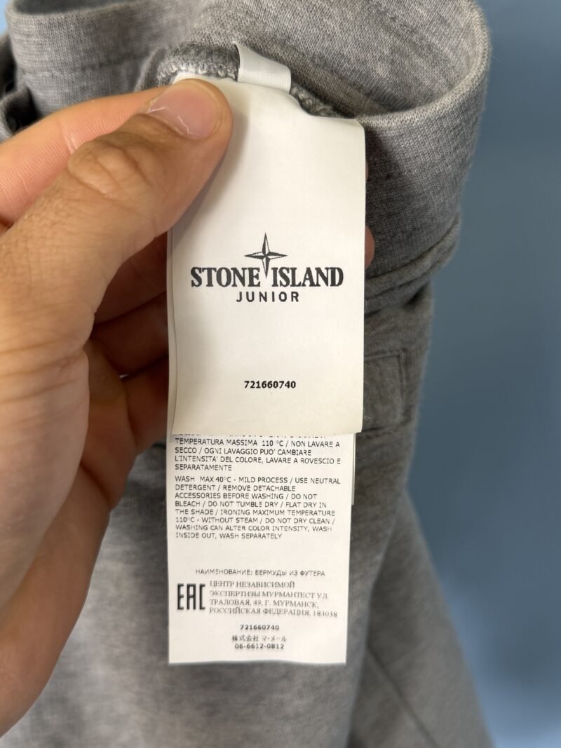 Age 8 Stone Island Junior Grey Cotton Cargo Shorts - Image 5