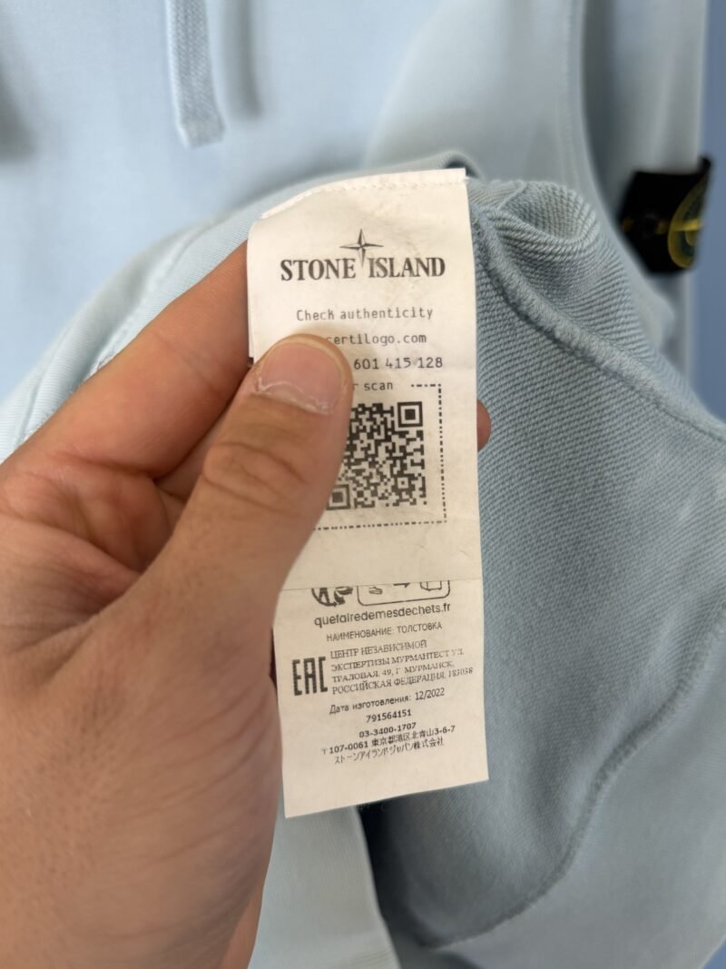 Medium Stone Island Ice Blue Hoodie Jumper - Image 4