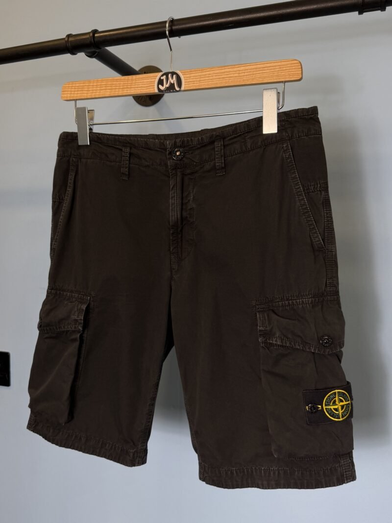 32W Stone Island Black Slim Fit Old Dye Cargo Shorts Medium Large