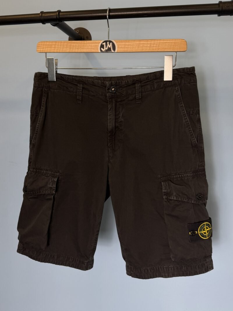 Alternative view of 32W Stone Island Black Slim Fit Old Dye Cargo Shorts Medium Large