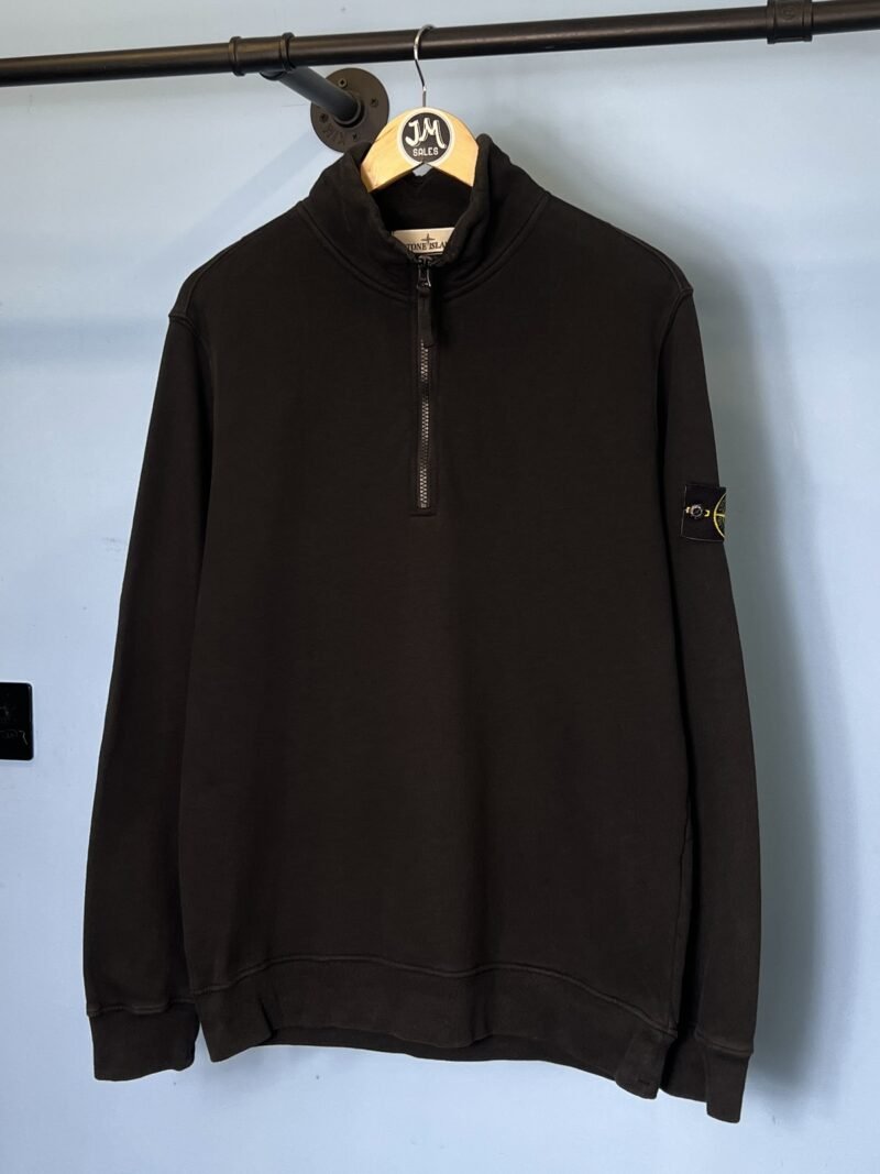 Large Stone Island Black Quarter Zip Sweatshirt Jumper