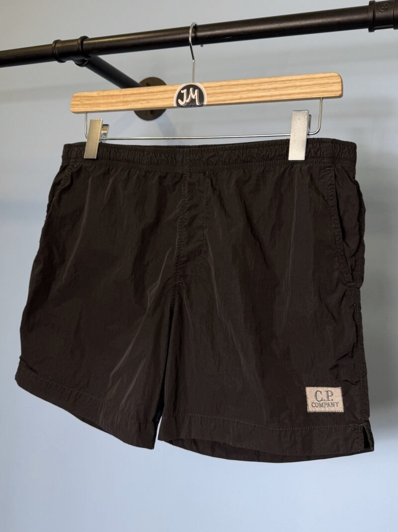 Large C.P. Company Black Chrome Nylon Metal Swim Shorts 34W