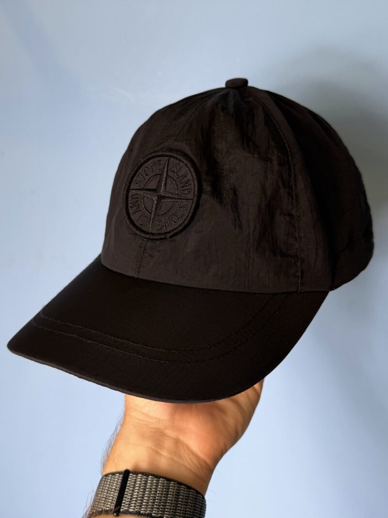 Large Stone Island Black Nylon Metal Baseball Cap