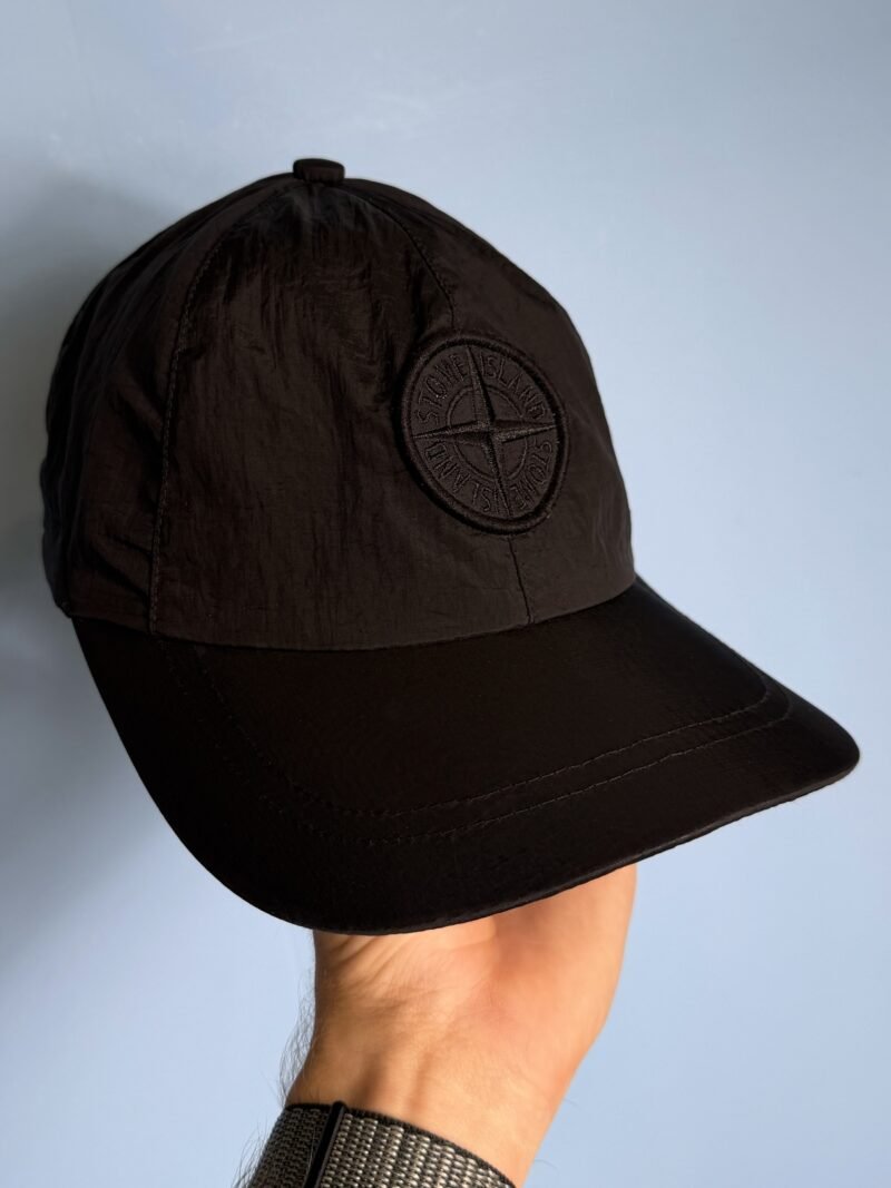 Large Stone Island Black Nylon Metal Baseball Cap - Image 3