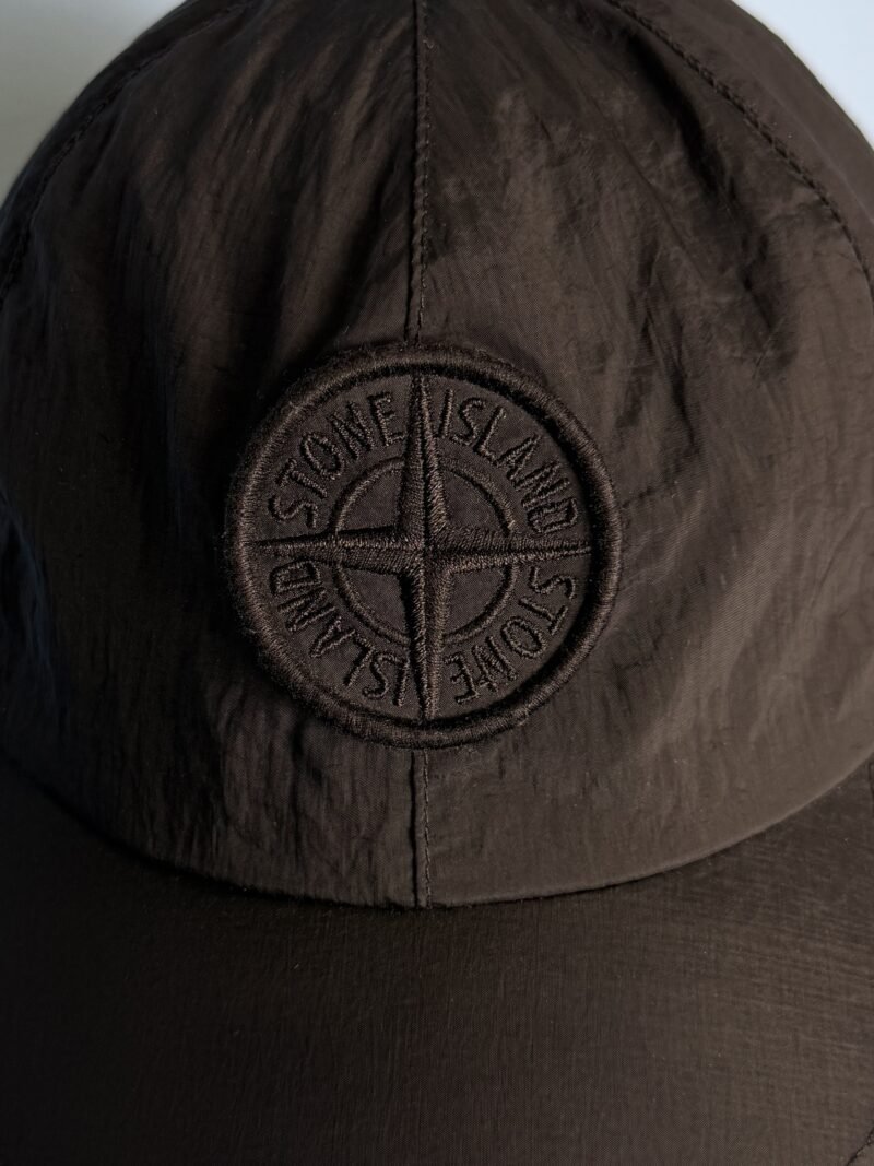 Large Stone Island Black Nylon Metal Baseball Cap - Image 4