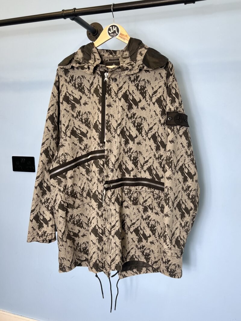 XL Stone Island Shadow Project Grey Black Discharge Cotton 2.5L Parka Jacket