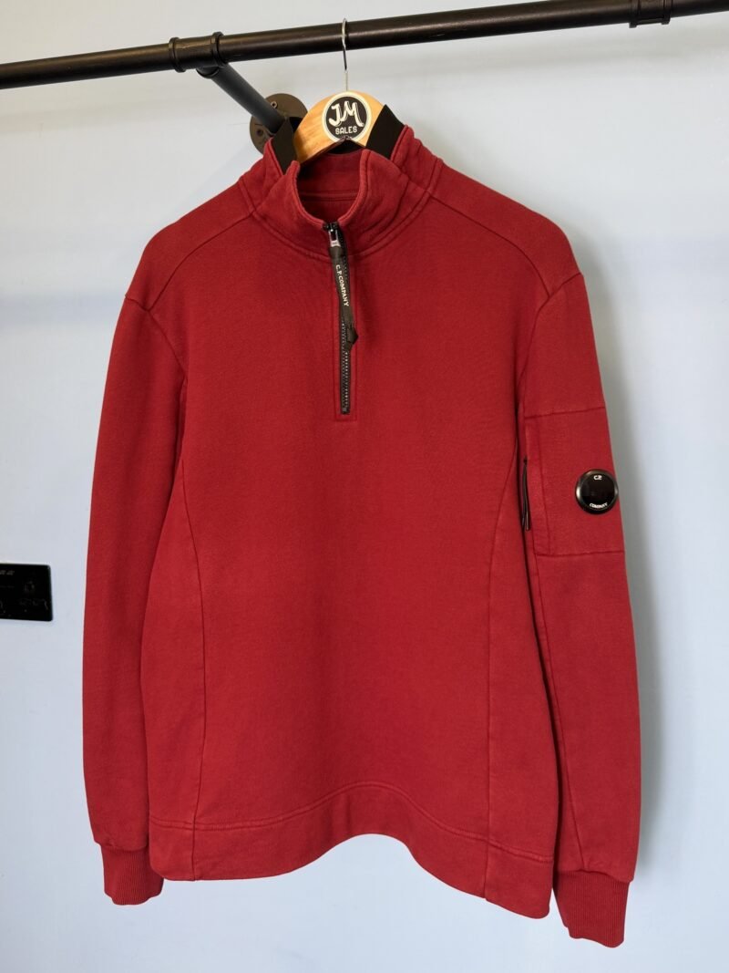 Large C.P. Company Port Red Quarter Zip Sweatshirt Jumper