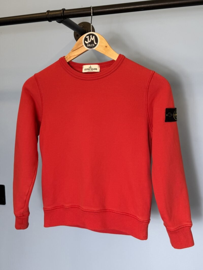 Age 8 Stone Island Junior Red Crewneck Sweatshirt Jumper