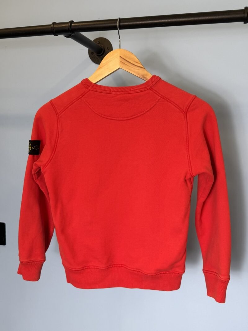 Age 8 Stone Island Junior Red Crewneck Sweatshirt Jumper - Image 3