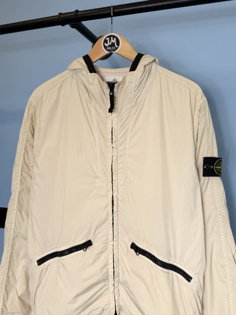 Alternative view of Medium Stone Island Cream White Garment Dyed Crinkle Reps NY Lightweight Jacket