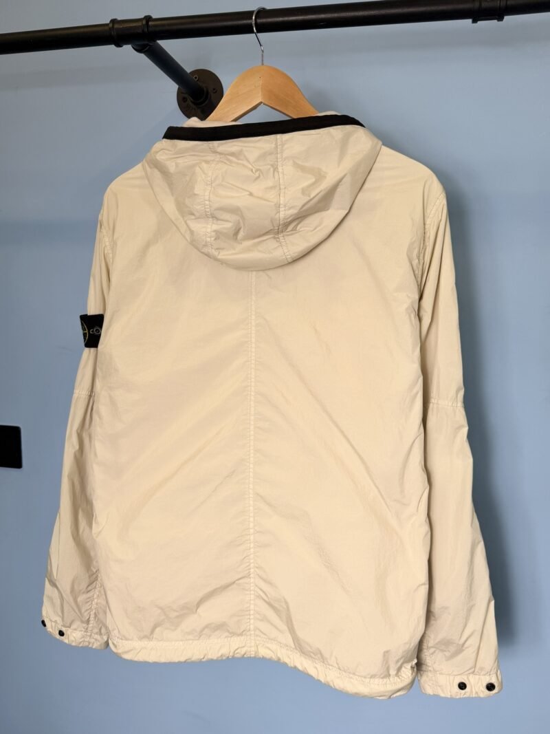 Medium Stone Island Cream White Garment Dyed Crinkle Reps NY Lightweight Jacket - Image 4