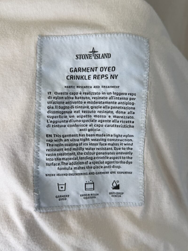 Medium Stone Island Cream White Garment Dyed Crinkle Reps NY Lightweight Jacket - Image 5