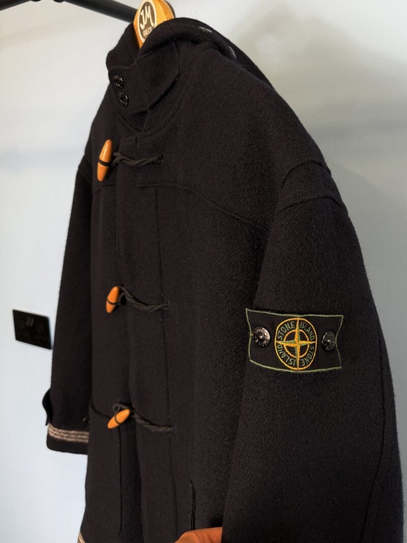 Small Stone Island 1987 Navy Blue Montgomery Duffle Jacket with Green Edge Badge - Image 4
