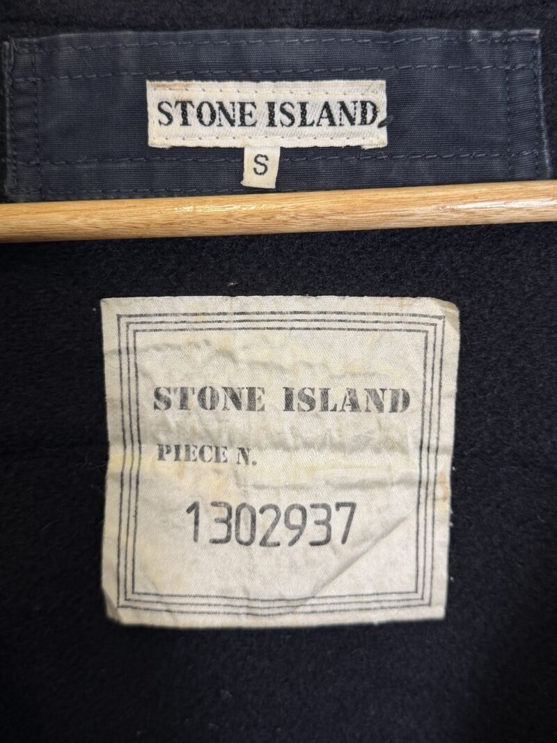Small Stone Island 1987 Navy Blue Montgomery Duffle Jacket with Green Edge Badge - Image 9