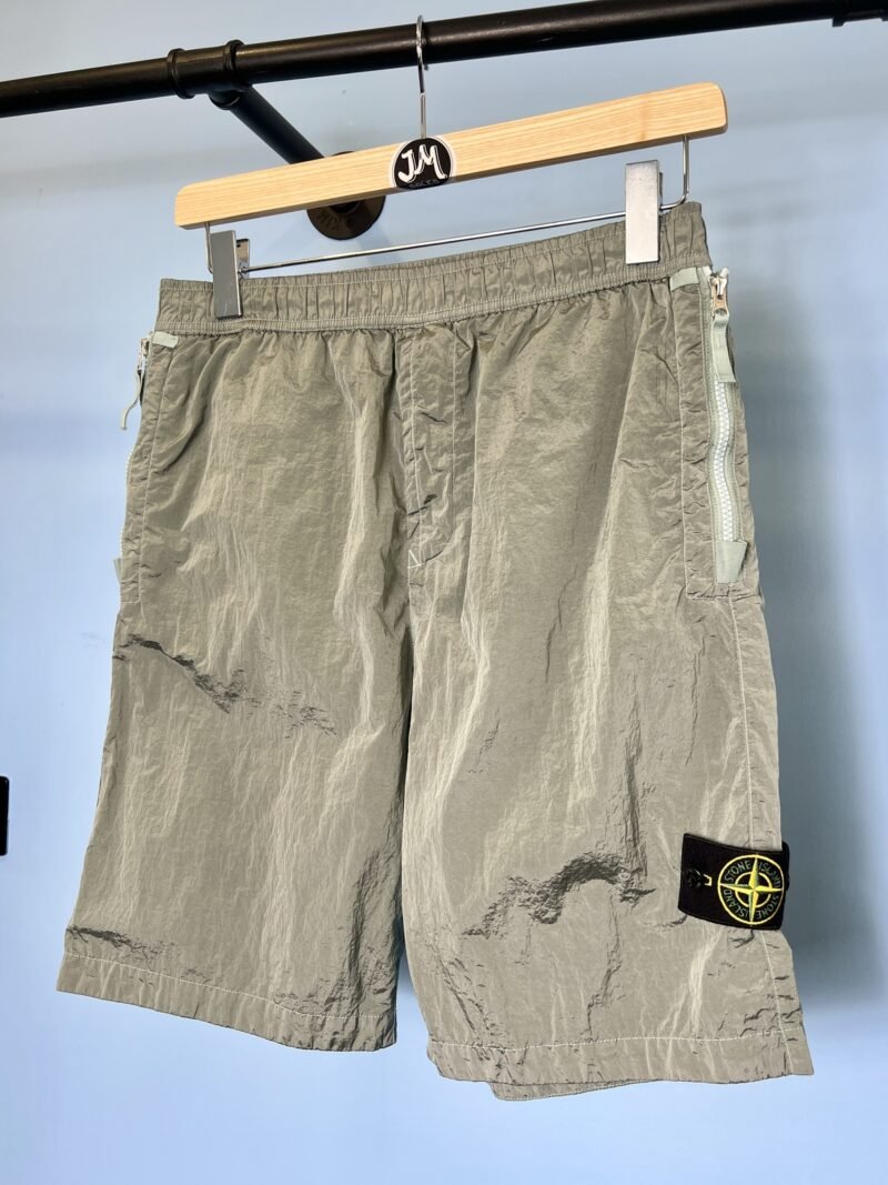 32W Stone Island Light Blue Grey Nylon Metal Bermuda Shorts Medium Large