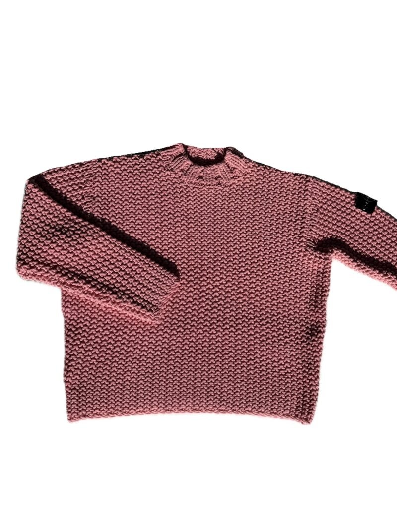 Large Stone Island Cream White / Pink UV Reactive Heavy Chain Stitch Knit Jumper - Image 4