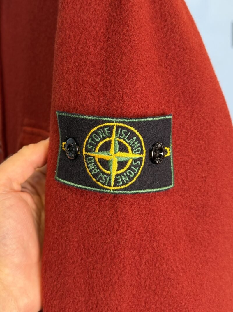 XL Stone Island 1997 Red Wool Overshirt Jacket with Green Edge Badge - Image 3