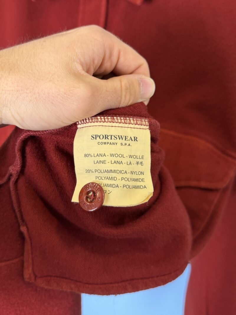 XL Stone Island 1997 Red Wool Overshirt Jacket with Green Edge Badge - Image 5