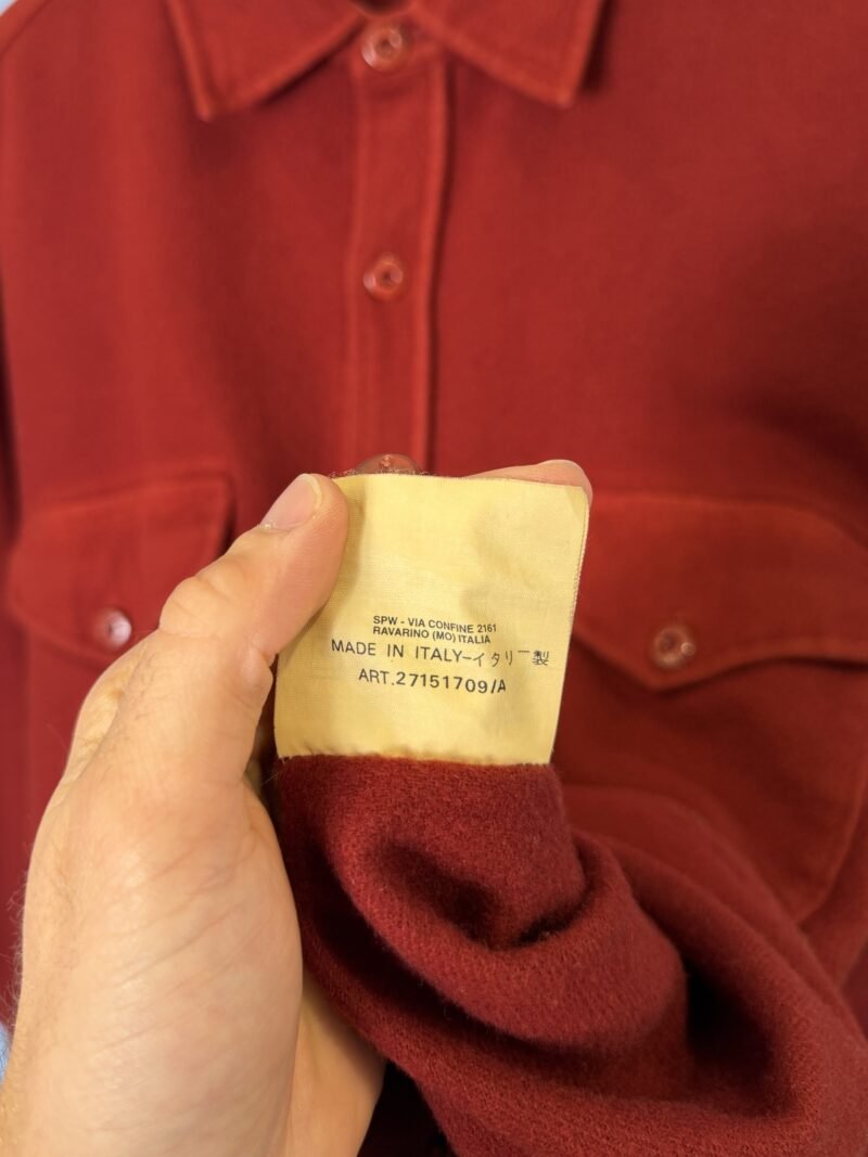 XL Stone Island 1997 Red Wool Overshirt Jacket with Green Edge Badge - Image 6