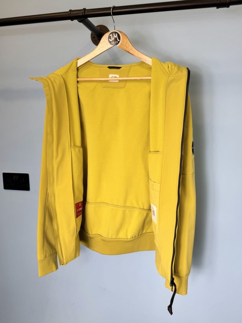 Medium C.P. Company Mustard Yellow Fleece Lined Soft Shell Jacket - Image 3