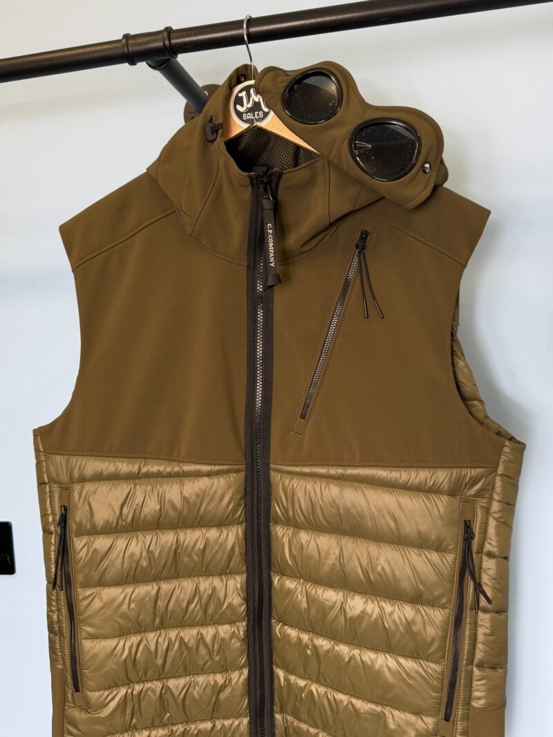 Large C.P. Company Khaki Green C.P. Shell Hybrid Goggle Gilet Body Warmer - Image 2