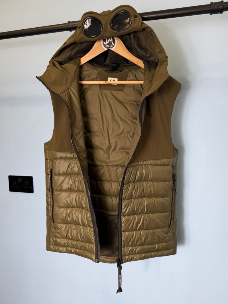 Large C.P. Company Khaki Green C.P. Shell Hybrid Goggle Gilet Body Warmer - Image 3