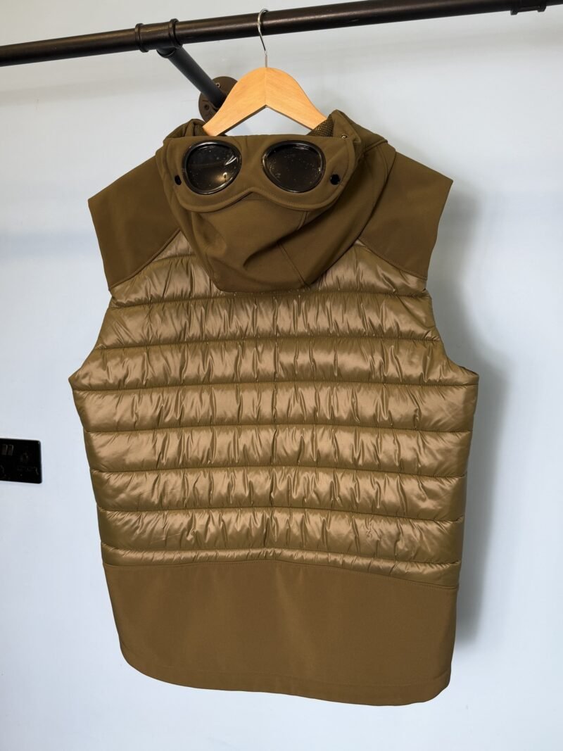 Large C.P. Company Khaki Green C.P. Shell Hybrid Goggle Gilet Body Warmer - Image 4
