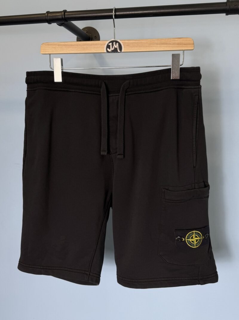 XL Stone Island Black Cargo Jogger Shorts