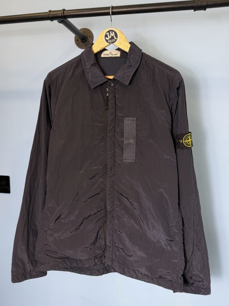 Large Stone Island Navy Blue Nylon Metal Lined Overshirt Jacket