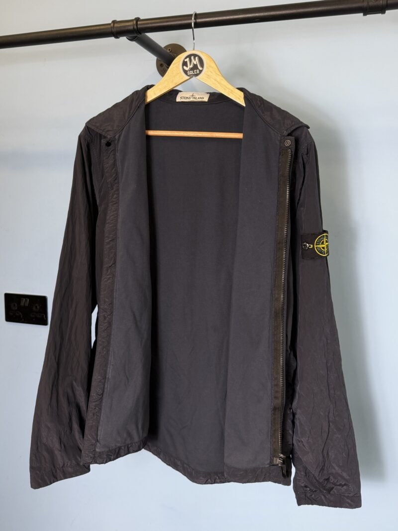Large Stone Island Navy Blue Nylon Metal Lined Overshirt Jacket - Image 3