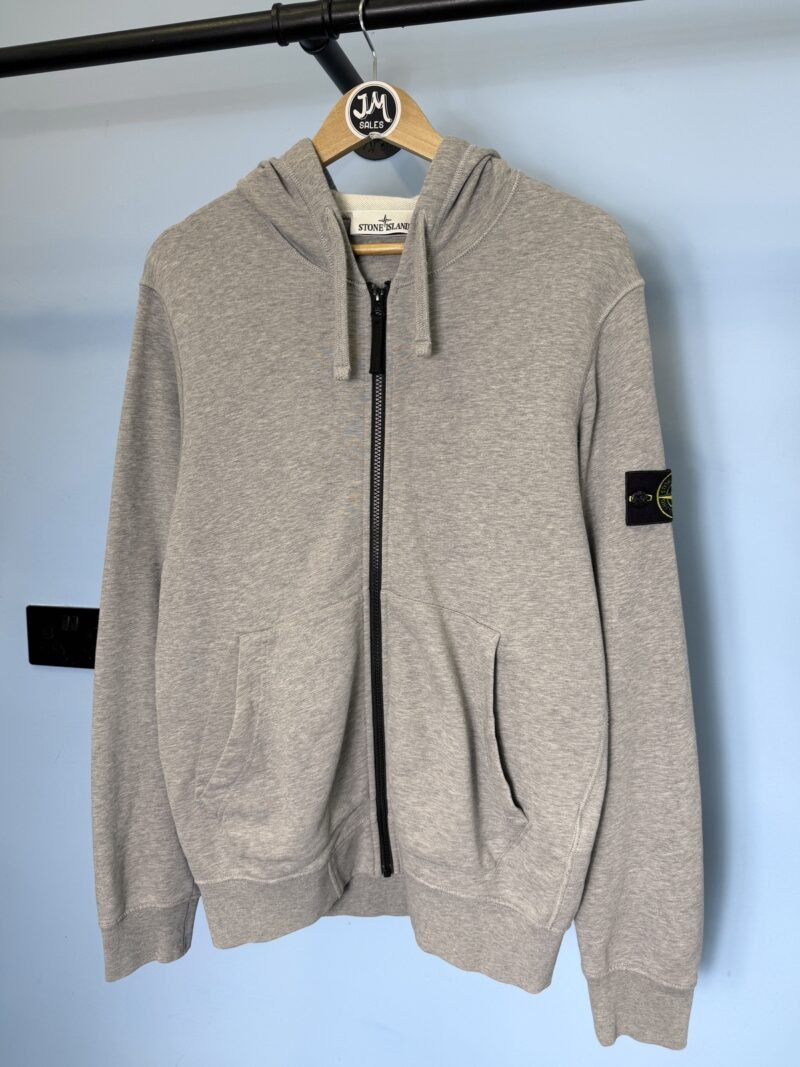 Medium Stone Island Grey Zip Hoodie Jumper