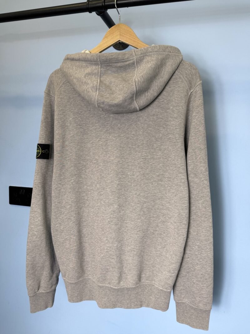 Medium Stone Island Grey Zip Hoodie Jumper - Image 3