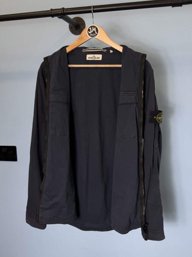 Large Stone Island Blue Cotton Moleskin Overshirt Jacket - Image 3