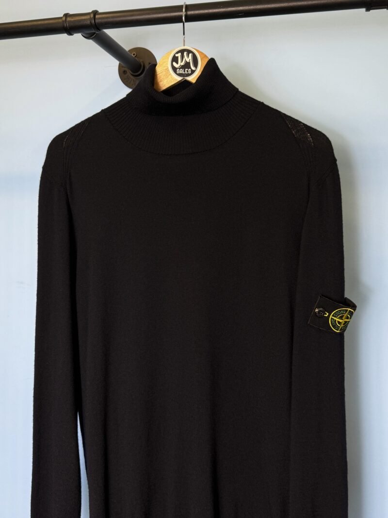 Alternative view of Large Stone Island Navy Blue Wool Knit Turtleneck Sweatshirt Jumper