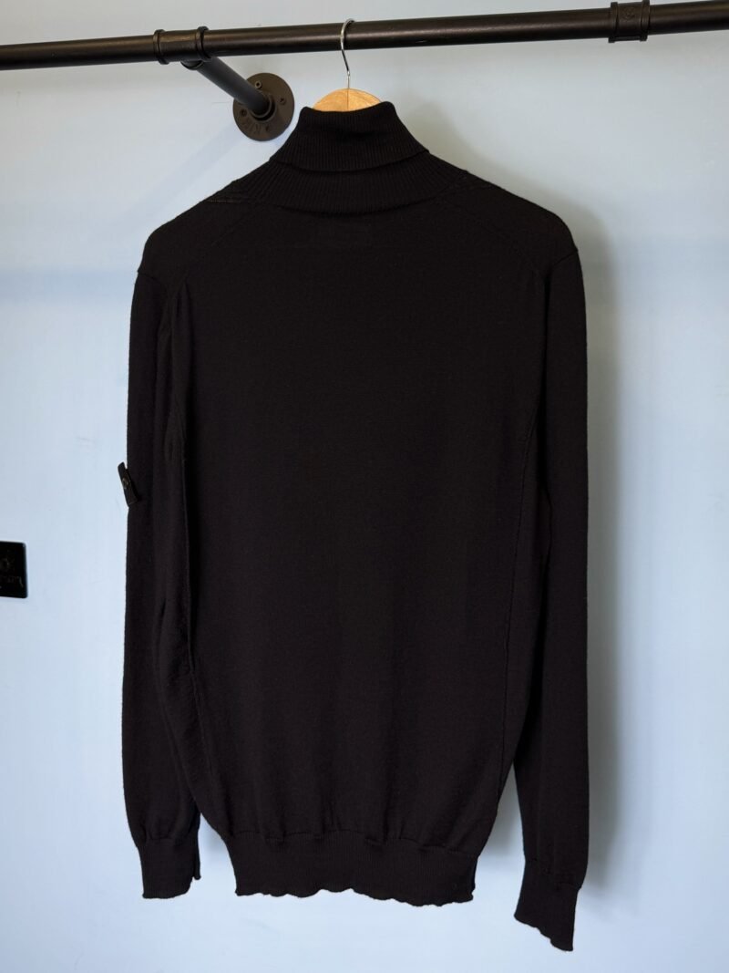 Large Stone Island Navy Blue Wool Knit Turtleneck Sweatshirt Jumper - Image 3