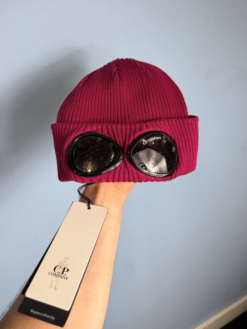 Alternative view of BNWT One Size C.P. Company Pink Fine Knit Goggle Beanie Hat